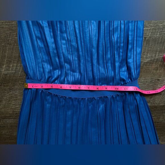 BCBGMaxAzria Mateo strapless pleated maxi dress satin glam royal blue s S EUC - Picture 15 of 16
